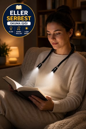 Boyun Tipi LED Okuma Lambası Esnek Çift Başlıklı Eller Serbest Kitap Okuma Işığı Siyah