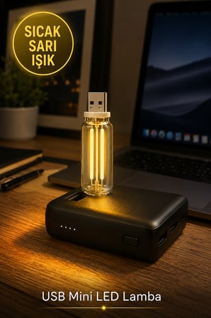 USB Mini LED Gece Lambası Sarı Işık Şeffaf Dekoratif Taşınabilir Aydınlatma 6,5 cm