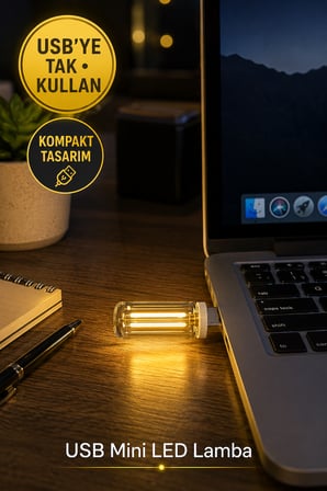 USB Mini LED Gece Lambası Sarı Işık Şeffaf Dekoratif Taşınabilir Aydınlatma 6,5 cm
