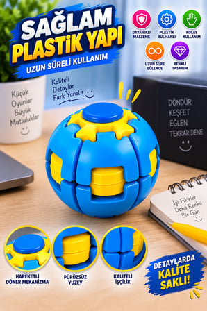 Mavi Dönen Spinner Ball Top El Beceri Zeka Oyuncağı Renkli Döner Fidget Stres Oyuncağı