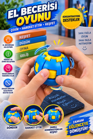 Mavi Dönen Spinner Ball Top El Beceri Zeka Oyuncağı Renkli Döner Fidget Stres Oyuncağı