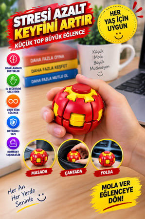 Kırmızı Dönen Spinner Ball Top El Beceri Zeka Oyuncağı Renkli Döner Fidget Stres Oyuncağı