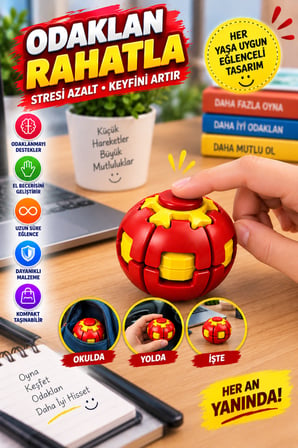 Kırmızı Dönen Spinner Ball Top El Beceri Zeka Oyuncağı Renkli Döner Fidget Stres Oyuncağı