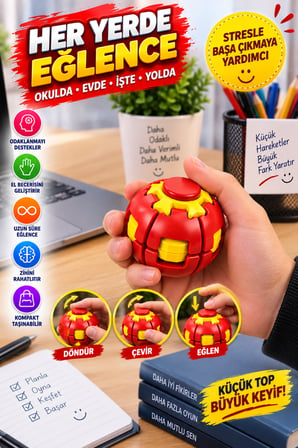 Kırmızı Dönen Spinner Ball Top El Beceri Zeka Oyuncağı Renkli Döner Fidget Stres Oyuncağı