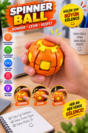Turuncu Dönen Spinner Ball Top El Beceri Zeka Oyuncağı Renkli Döner Fidget Stres Oyuncağı