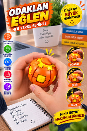 Turuncu Dönen Spinner Ball Top El Beceri Zeka Oyuncağı Renkli Döner Fidget Stres Oyuncağı