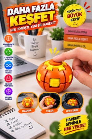 Turuncu Dönen Spinner Ball Top El Beceri Zeka Oyuncağı Renkli Döner Fidget Stres Oyuncağı