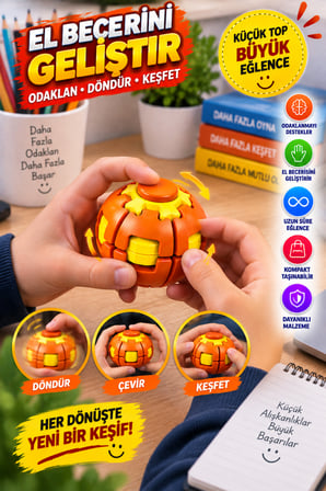 Turuncu Dönen Spinner Ball Top El Beceri Zeka Oyuncağı Renkli Döner Fidget Stres Oyuncağı