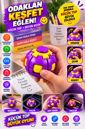 Mor Dönen Spinner Ball Top El Beceri Zeka Oyuncağı Renkli Döner Fidget Stres Oyuncağı