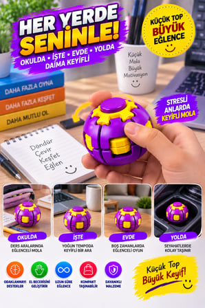 Mor Dönen Spinner Ball Top El Beceri Zeka Oyuncağı Renkli Döner Fidget Stres Oyuncağı