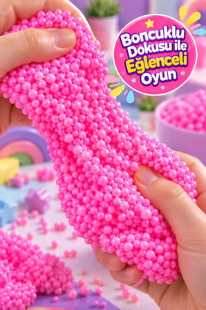 Pembe Köpük Boncuklu Şekillendirilebilir Oyun Hamuru Eğlenceli Aktivite Oyuncağı 3+ Yaş