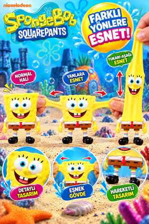 SüngerBob Esnek Figür Oyuncak Super Stretchy Sıkılabilir Çekilebilir Eğlenceli Karakter