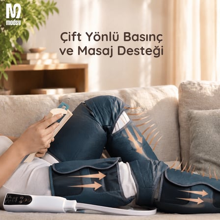 Modsy Isıtmalı ve Hava Sıkıştırmalı Çift Bacak, Ayak ve Diz Masaj Aleti - Lenf Drenaj, Ödem ve Masaj Cihazı - Elektrikli