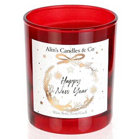 Kırmızı Bardakta Yeni yıl temalı Mum 3