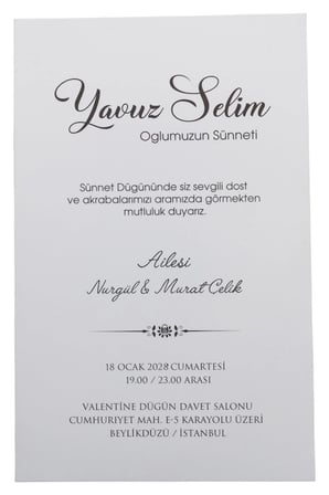 49 Adet Modern Sünnet Davetiyesi 1007 - Özel Cep Zarflı