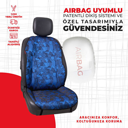 Mavi Cam Kırığı Jakar Dokuma Minder