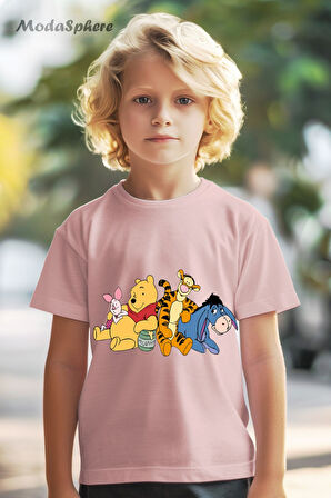 HAYVAN FİGÜRLÜ WINNIE FRIENDS BASKILI OVERSIZE TİŞÖRT