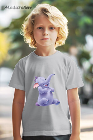 HAYVAN FİGÜRLÜ FİL BASKILI OVERSIZE TİŞÖRT