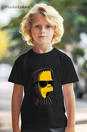 HAYVAN FİGÜRLÜ GÖZLÜKLÜ SARI SIMPSON BASKILI OVERSIZE TİŞÖRT