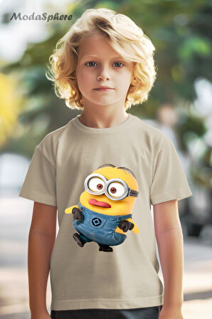 HAYVAN FİGÜRLÜ MINION BASKILI OVERSIZE TİŞÖRT
