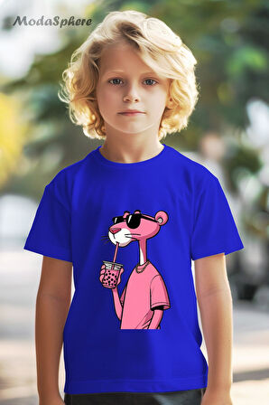 HAYVAN FİGÜRLÜ PEMBE PANTER BASKILI OVERSIZE TİŞÖRT