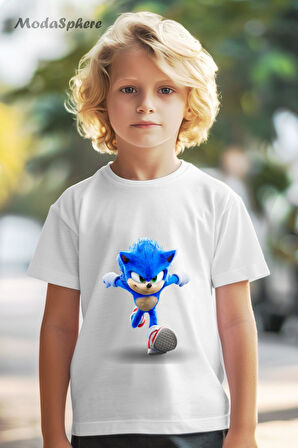HAYVAN FİGÜRLÜ SONIC BASKILI OVERSIZE TİŞÖRT