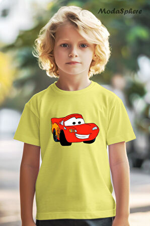 ŞİMŞEK MCQUEEN KIRMIZI ARABA BASKILI OVERSIZE TİŞÖRT