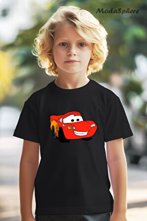 ŞİMŞEK MCQUEEN KIRMIZI ARABA BASKILI OVERSIZE TİŞÖRT
