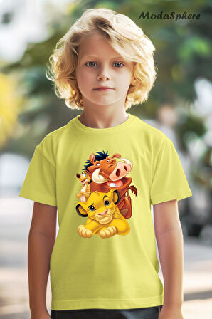 HAYVAN FİGÜRLÜ ASLAN KRAL ARKADAŞLAR LION KING FRIENDS BASKILI OVERSIZE TİŞÖRT