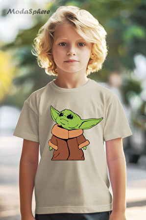 HAYVAN FİGÜRLÜ YODA BASKILI OVERSIZE TİŞÖRT