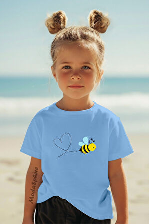 ARI KALP BASKILI BİSİKLET YAKA KISA KOLLU ÇOCUK TİŞÖRT