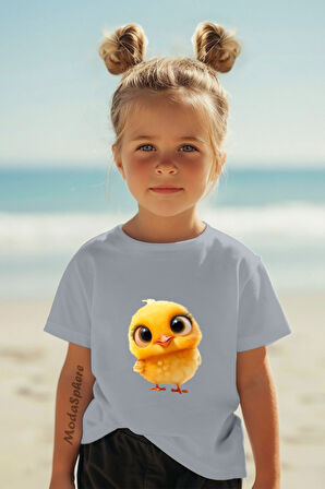 CİVCİV BASKILI BİSİKLET YAKA KISA KOLLU ÇOCUK TİŞÖRT