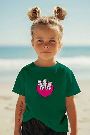 YAVRU KÖPEK BASKILI BİSİKLET YAKA KISA KOLLU ÇOCUK TİŞÖRT