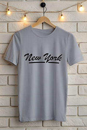 NEW YORK BASKILI BİSİKLET YAKA KISA KOLLU UNISEX TİŞÖRT