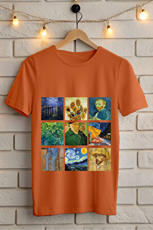 VAN GOGH BASKILI BİSİKLET YAKA KISA KOLLU UNISEX TİŞÖRT