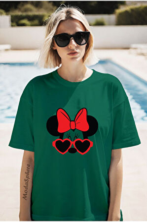 MINNIE BASKILI BİSİKLET YAKA KISA KOLLU UNISEX TİŞÖRT