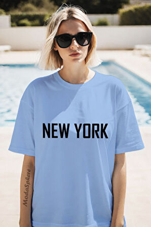 NY BASKILI BİSİKLET YAKA KISA KOLLU UNISEX TİŞÖRT