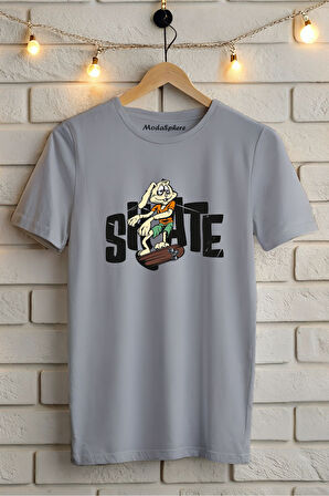 SKATE BASKILI BİSİKLET YAKA KISA KOLLU UNISEX TİŞÖRT