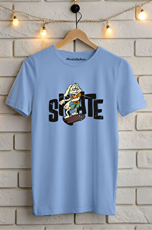 SKATE BASKILI BİSİKLET YAKA KISA KOLLU UNISEX TİŞÖRT