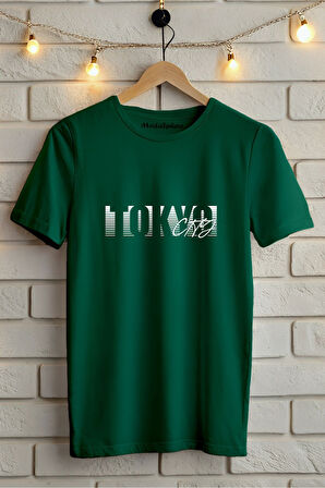 TOKYO BASKILI BİSİKLET YAKA KISA KOLLU UNISEX TİŞÖRT