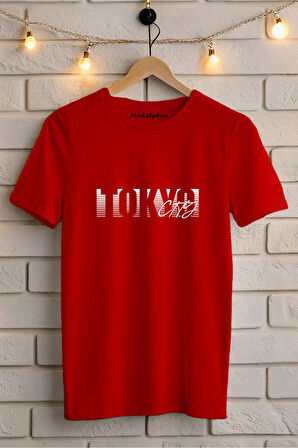 TOKYO BASKILI BİSİKLET YAKA KISA KOLLU UNISEX TİŞÖRT