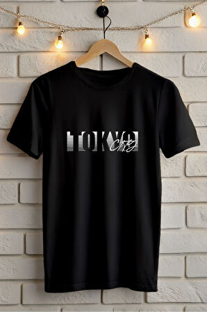 TOKYO BASKILI BİSİKLET YAKA KISA KOLLU UNISEX TİŞÖRT