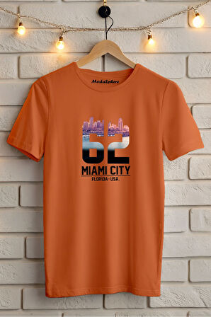 MIAMI CITY BASKILI BİSİKLET YAKA KISA KOLLU UNISEX TİŞÖRT