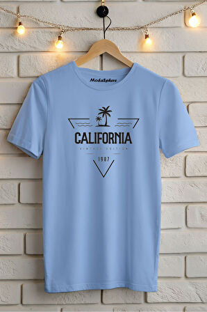 CALIFORNIA BASKILI BİSİKLET YAKA KISA KOLLU UNISEX TİŞÖRT