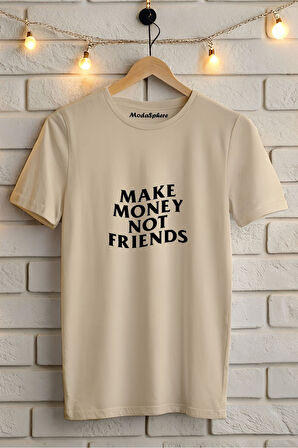 MAKE MONEY NOT FRIENDS BASKILI BİSİKLET YAKA KISA KOLLU UNISEX TİŞÖRT