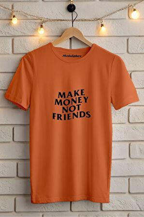 MAKE MONEY NOT FRIENDS BASKILI BİSİKLET YAKA KISA KOLLU UNISEX TİŞÖRT
