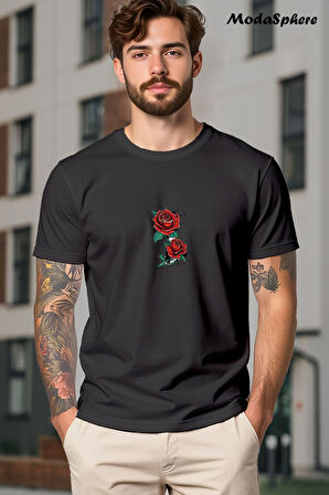 BASKILI BİSİKLET YAKA KISA KOLLU UNISEX TİŞÖRT