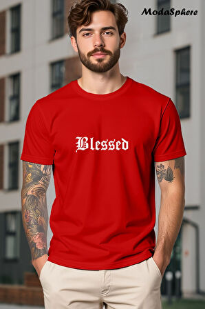 BLESSED Baskılı Unisex Oversize Tişört