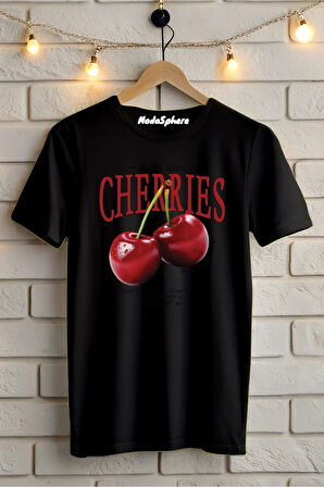 CHERRIES Baskılı Unisex Oversize Tişört