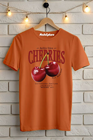 CHERRIES Baskılı Unisex Oversize Tişört Battal Boy